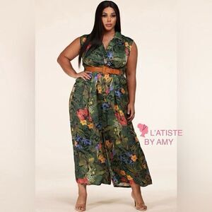 New L’atise by Amy Plus Size Tropical Jumpsuit 4X